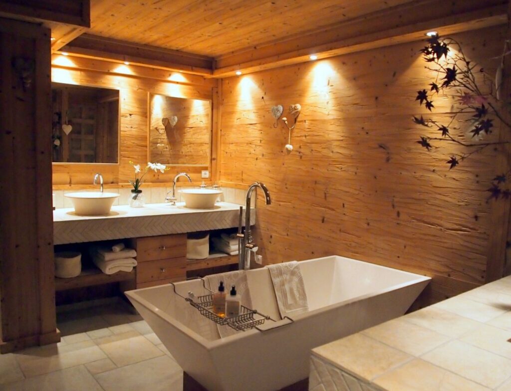 salle de bain chalet authentique